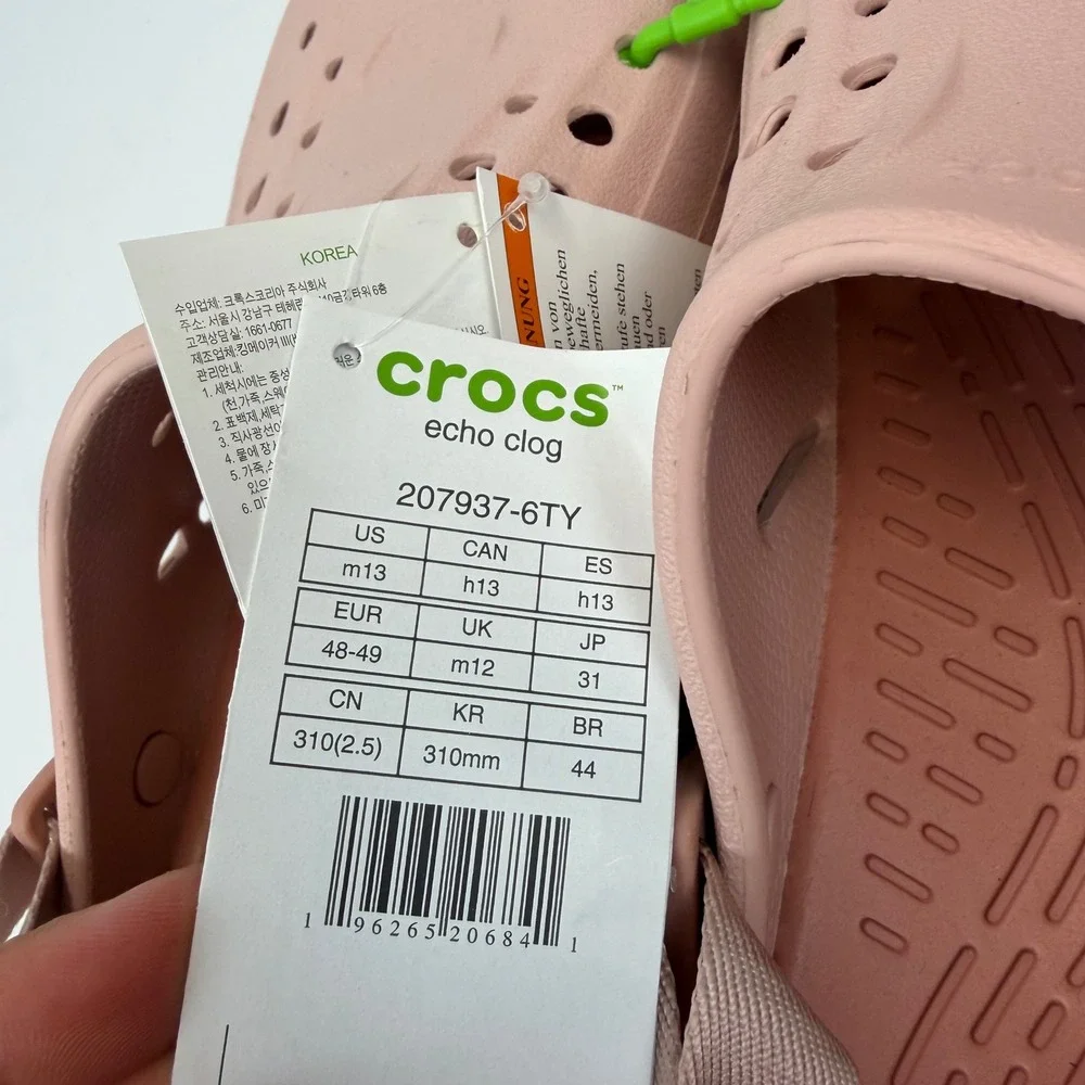 Crocs Echo Clog Quartz Pink Mens 13 Sporty Streetwear Molded Slip On 207937-6TY